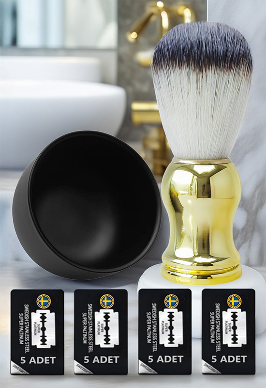 Qualis F10 Tıraş Fırçası + Kase + 20 Adet Platinum Yaprak Jilet