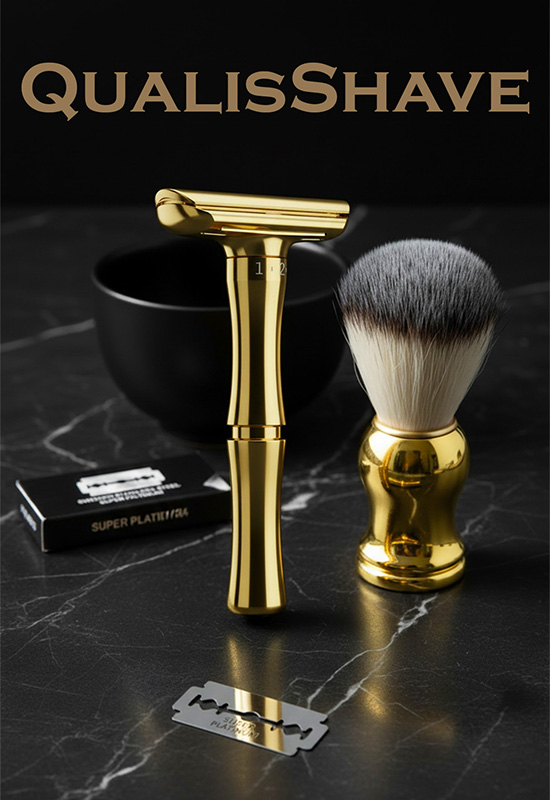 Qualis Q16 Full Metal Manuel Tıraş Makinesi + F10 Fırça + Kase + 5 Adet Platinum Yaprak Jilet